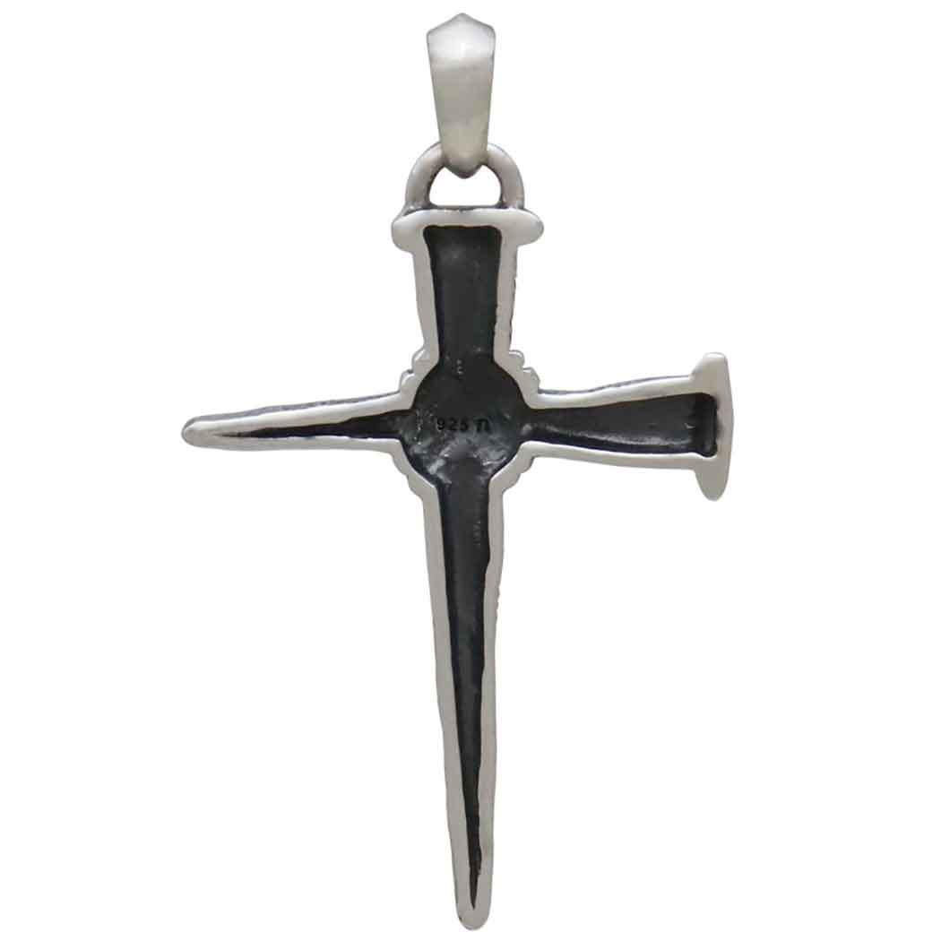 Sterling Silver Stake Cross Pendant 37x22mm