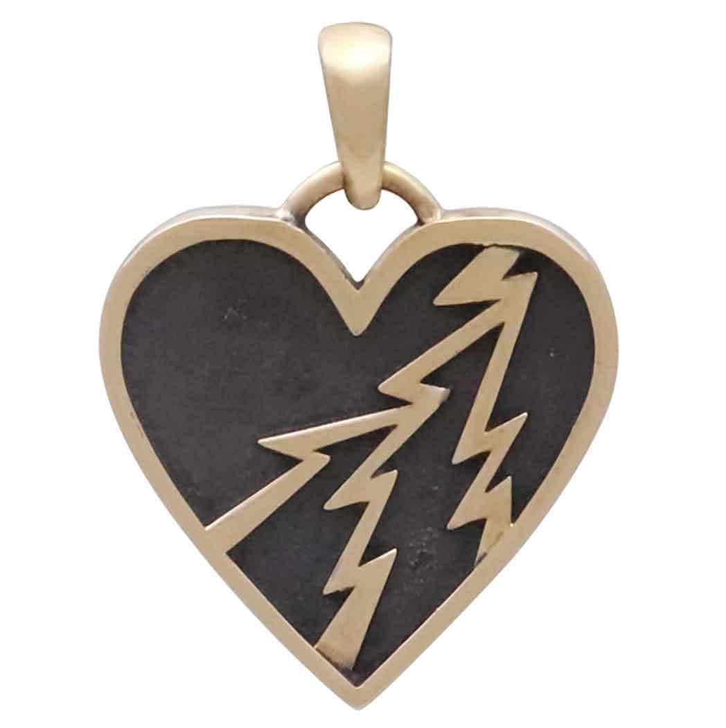 Bronze Electric Heart Shadow Box Pendant 24x18mm