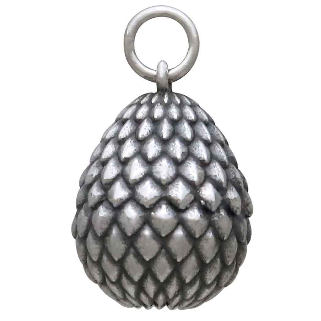 Sterling Silver 3D Scaled Dragon Egg Charm 20x12mm