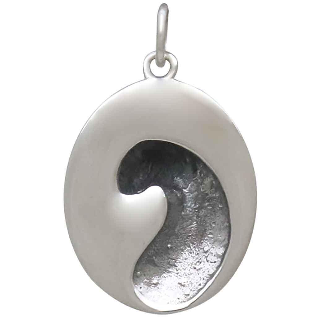 Sterling Silver Oval Dragon Pendant 25x16mm