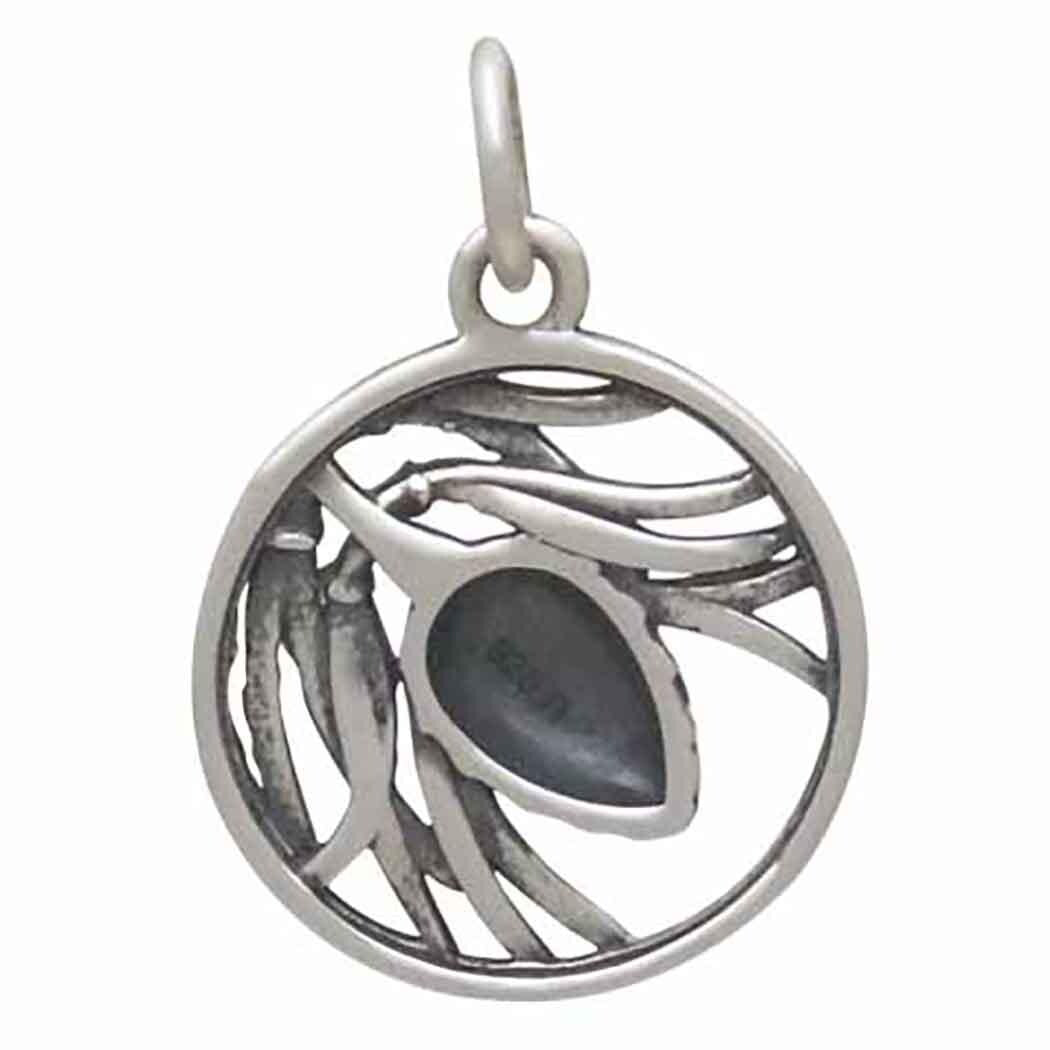 Sterling Silver Pineneedle and Pinecone Charm 19x13mm