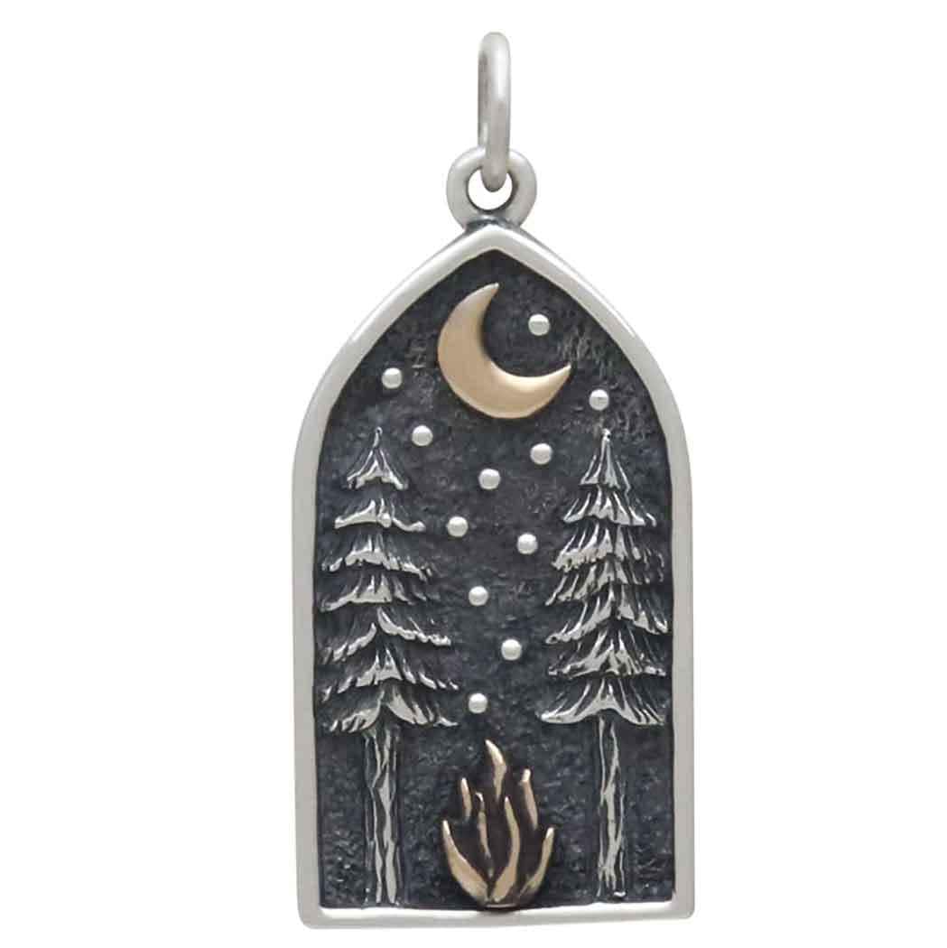 Mixed Metal Bonfire and Forest Pendant 29x13mm