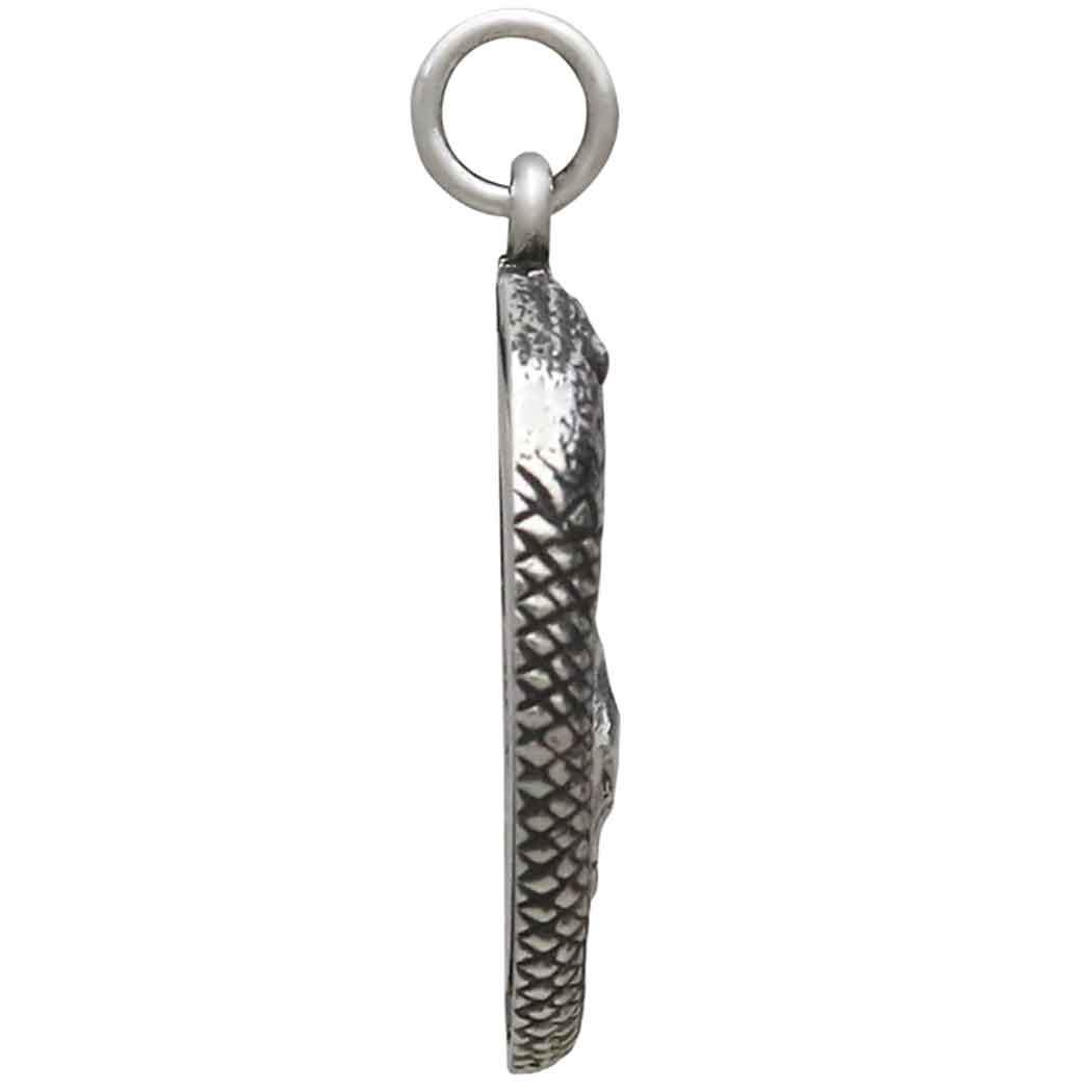 Sterling Silver Ouroboros Snake with Skull Pendant 27x21mm