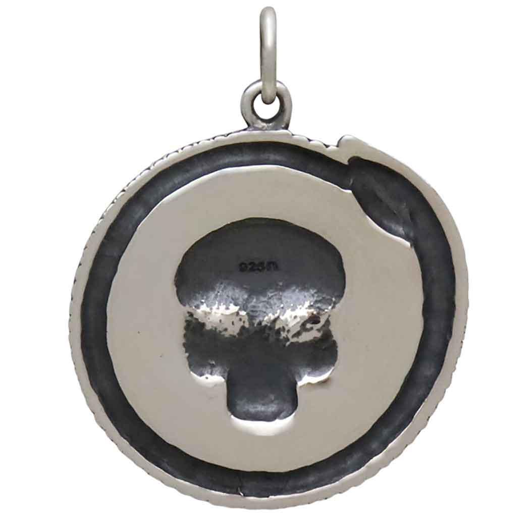 Sterling Silver Ouroboros Snake with Skull Pendant 27x21mm