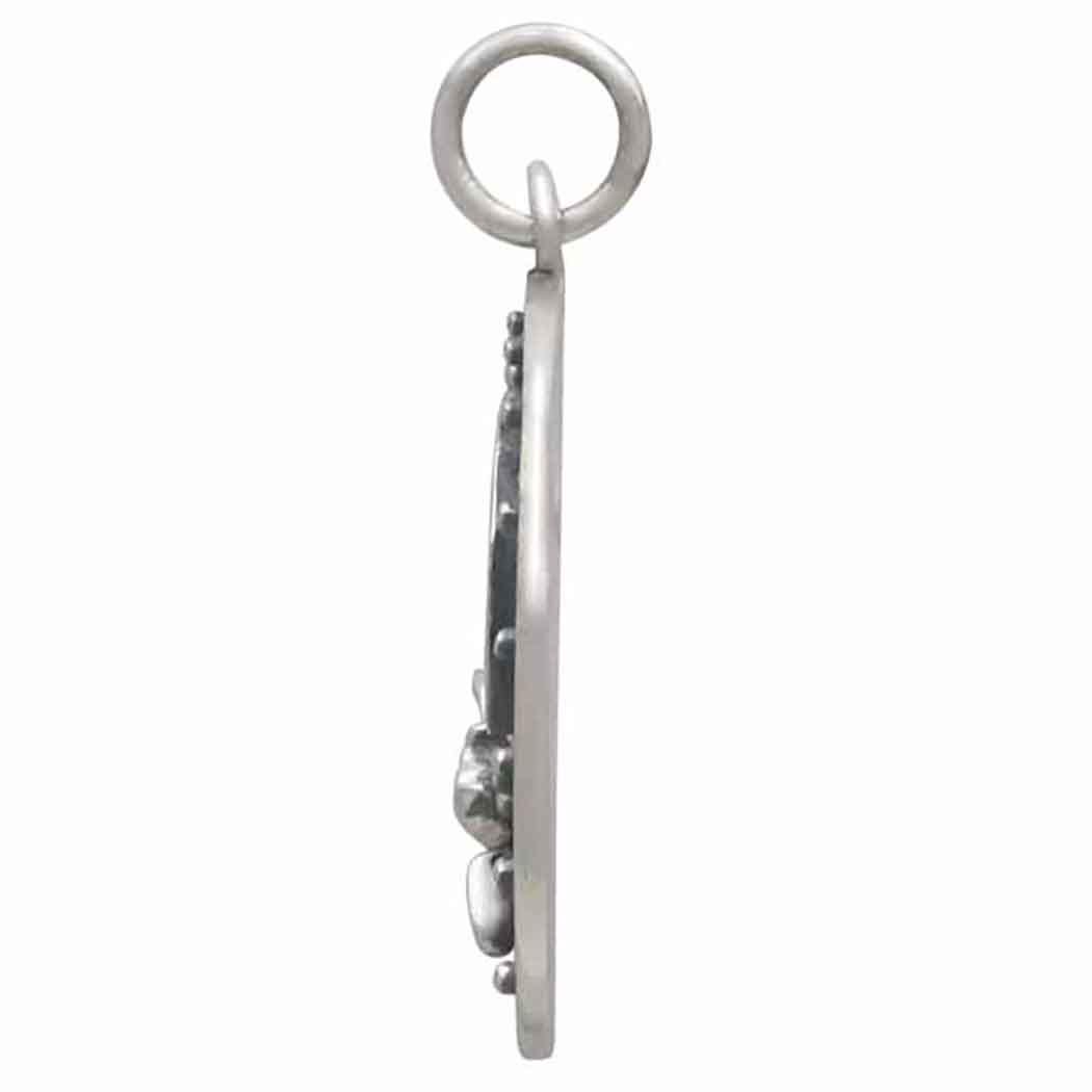 Sterling Silver Full Moon and Bat Charm 24x18mm