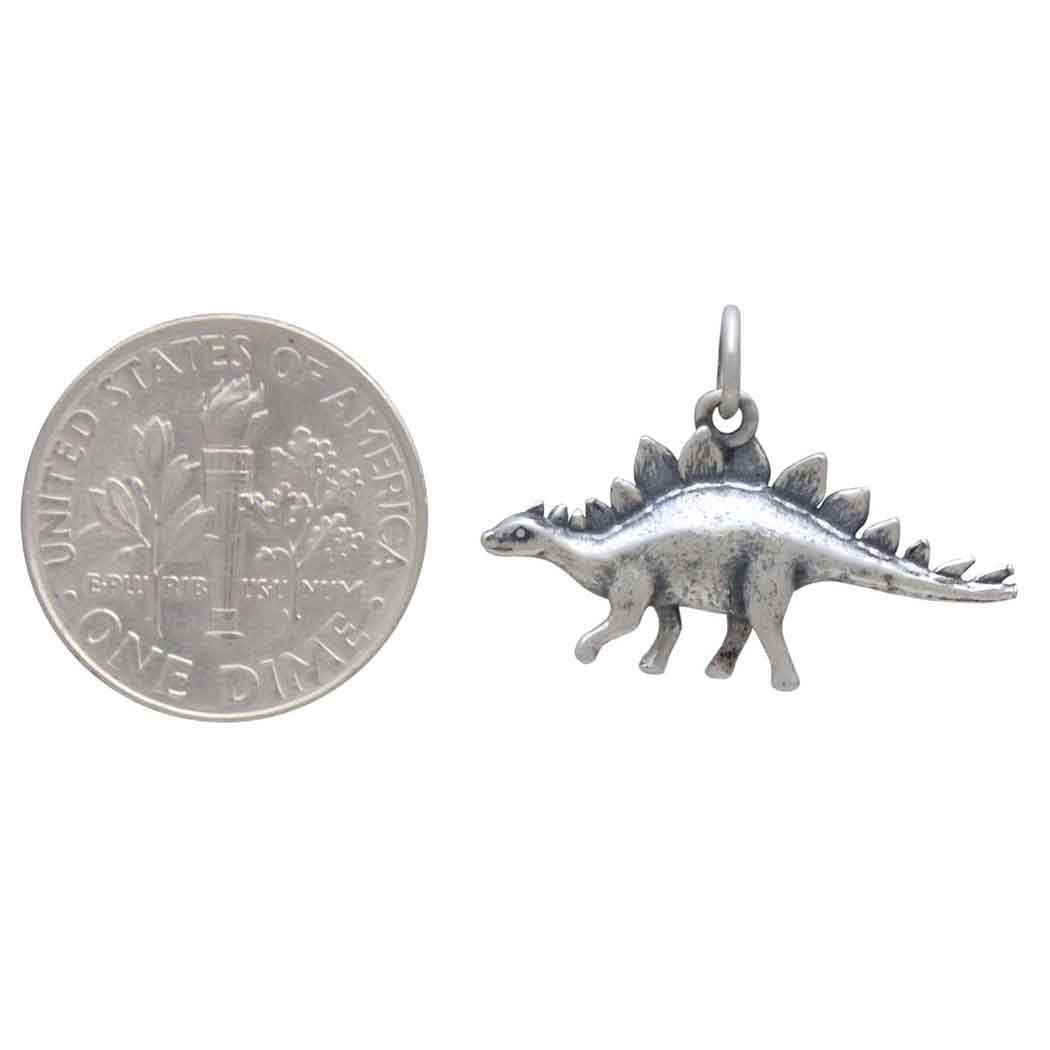 Sterling Silver Stegosaurus Dinosaur Charm 17x24mm