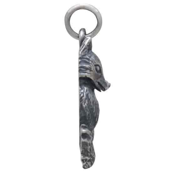 Sterling Silver Dimensional Sitting Fox Charm 23x12mm