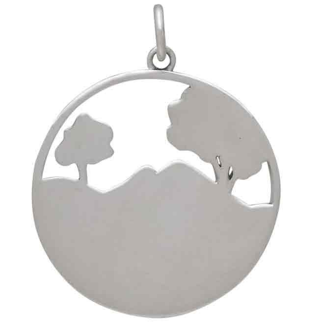 Sterling Silver Winding Path Pendant 28x22mm