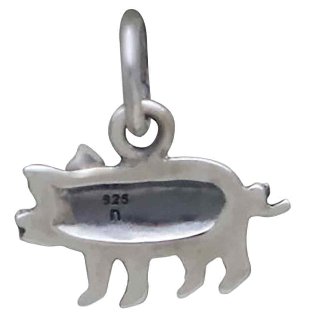 Sterling Silver Tiny Pig Charm 12x12mm