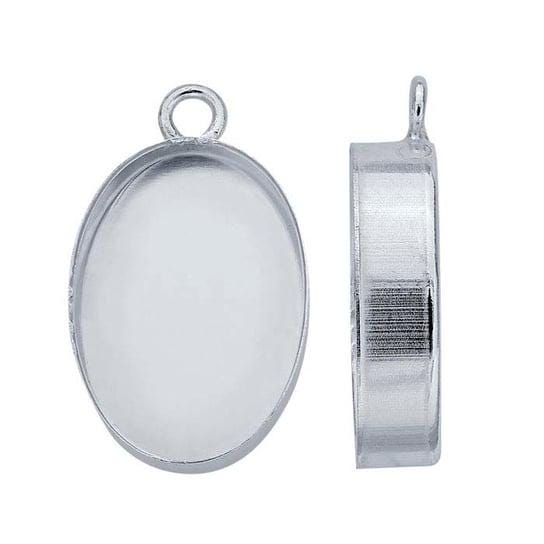 Sterling silver oval high-wall cabochon pendant mounting, choose your size