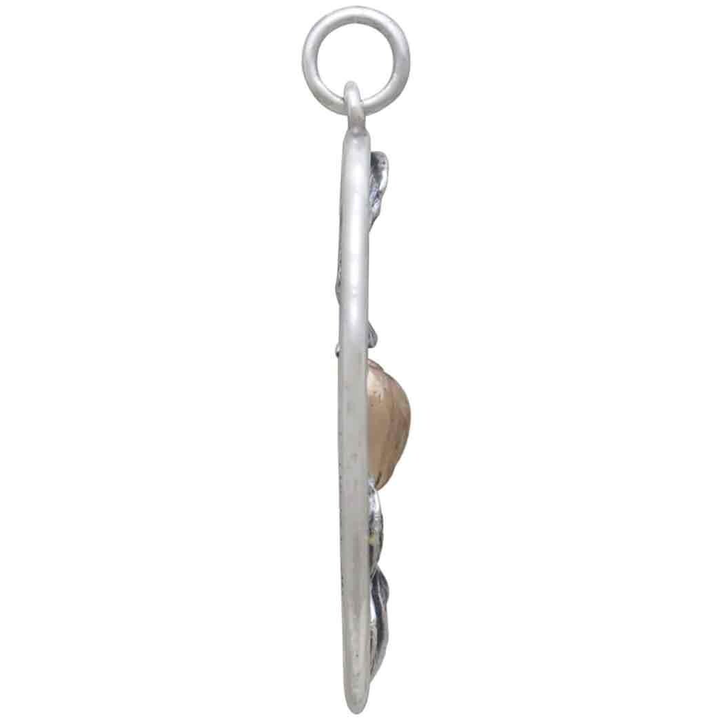 Sterling Silver Leaf Pendant with Bronze Apple 34x19mm