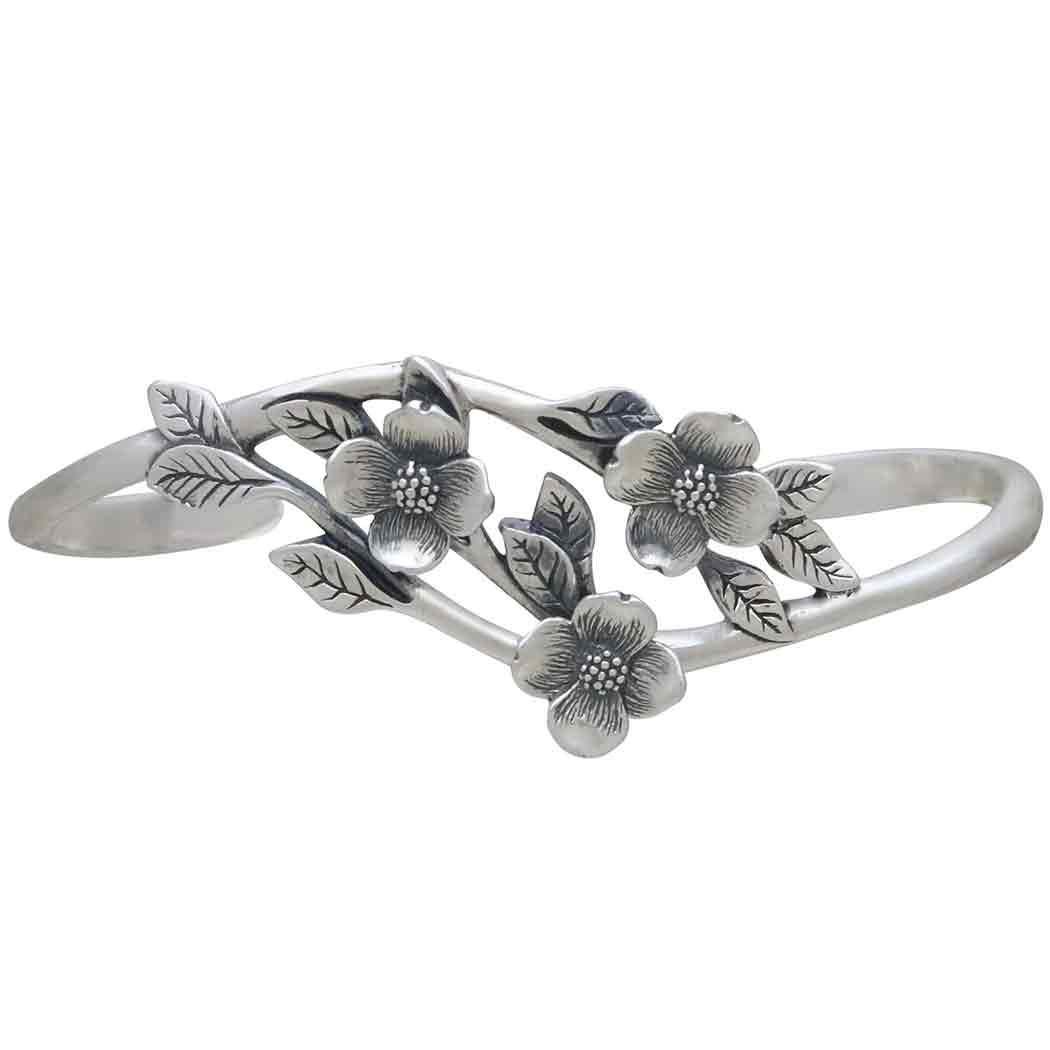 Sterling Silver Dogwood Flower Bracelet 46x59mm