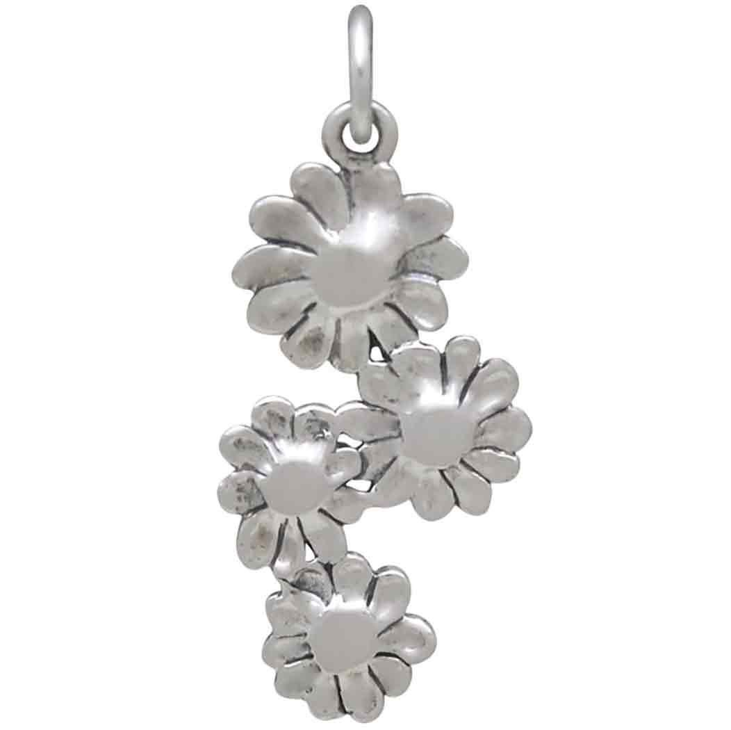 Mixed Metal Daisy Cluster Charm 27x12mm