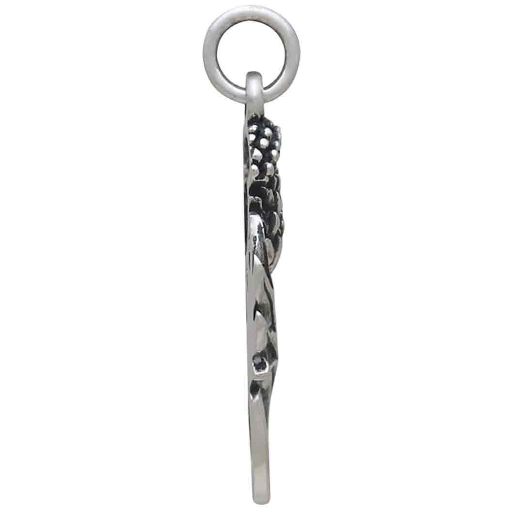 Sterling Silver Dimensional Thistle Charm 26x15mm