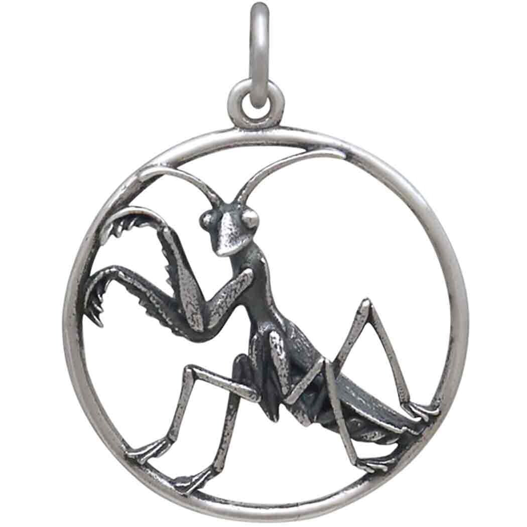 Sterling Silver Praying Mantis Pendant 26x20mm