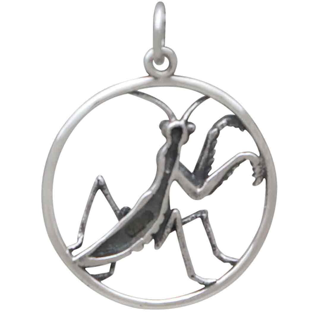 Sterling Silver Praying Mantis Pendant 26x20mm