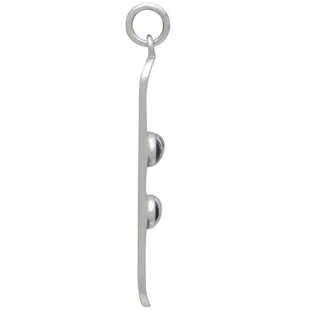 Sterling Silver Snowboard Pendant 34x7mm