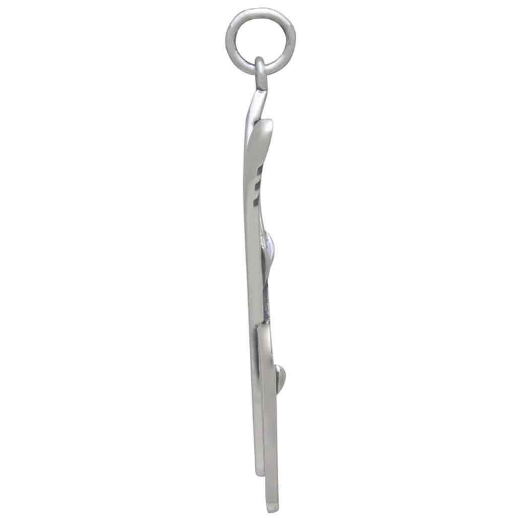 Sterling Silver Skis Pendant 36x14mm