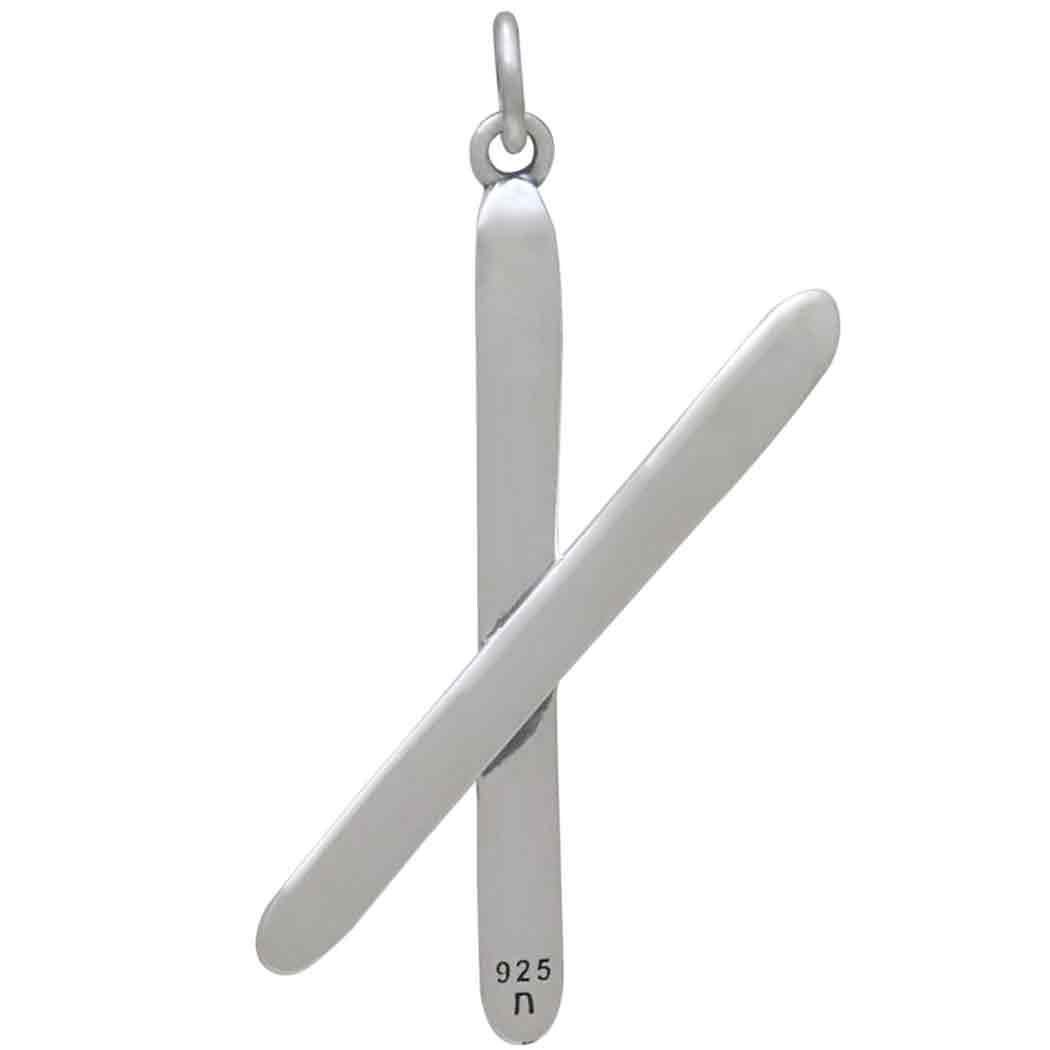 Sterling Silver Skis Pendant 36x14mm