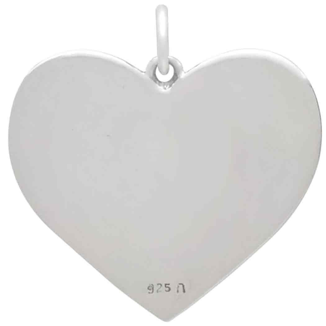 Sterling Silver Skull Lovers in Heart Pendant 24x22mm