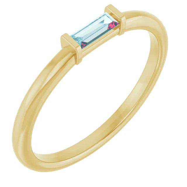 Straight Baguette Stackable Ring Mounting, 4x2mm Solitaire in Sterling Silver or 14k Gold