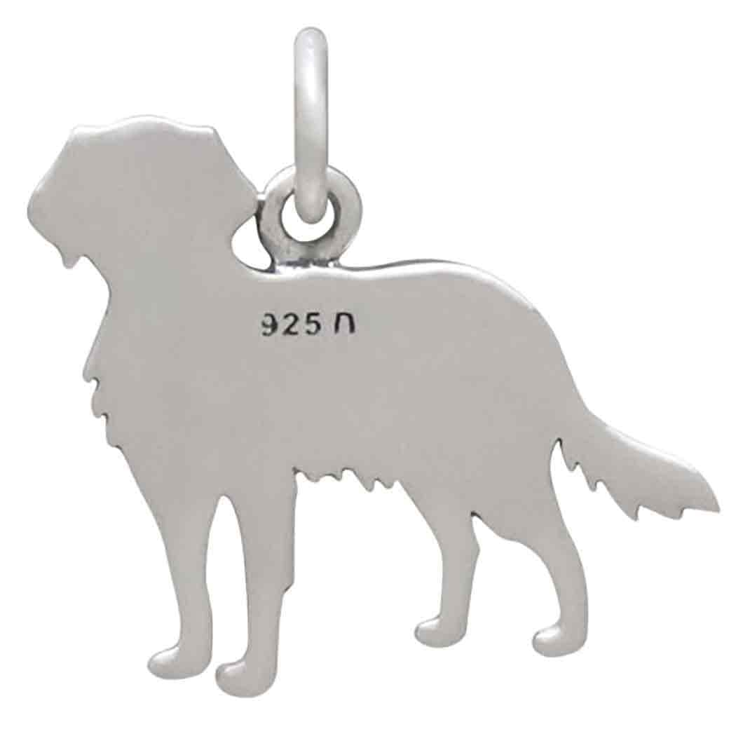 Sterling Silver Golden Retriever Dog Charm 16x18mm