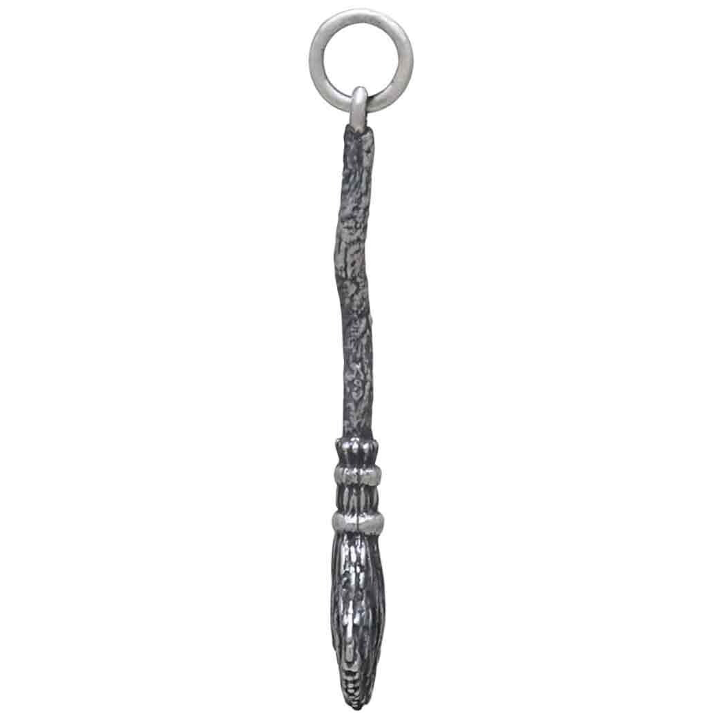 Sterling Silver Witch's Broom Charm 34x8mm