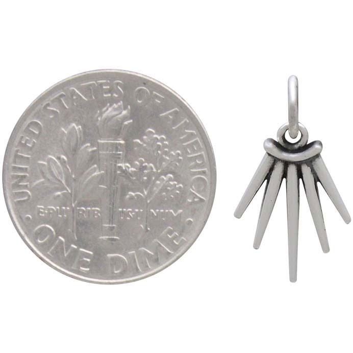 Sterling Silver Five Spike Charm 17x10mm