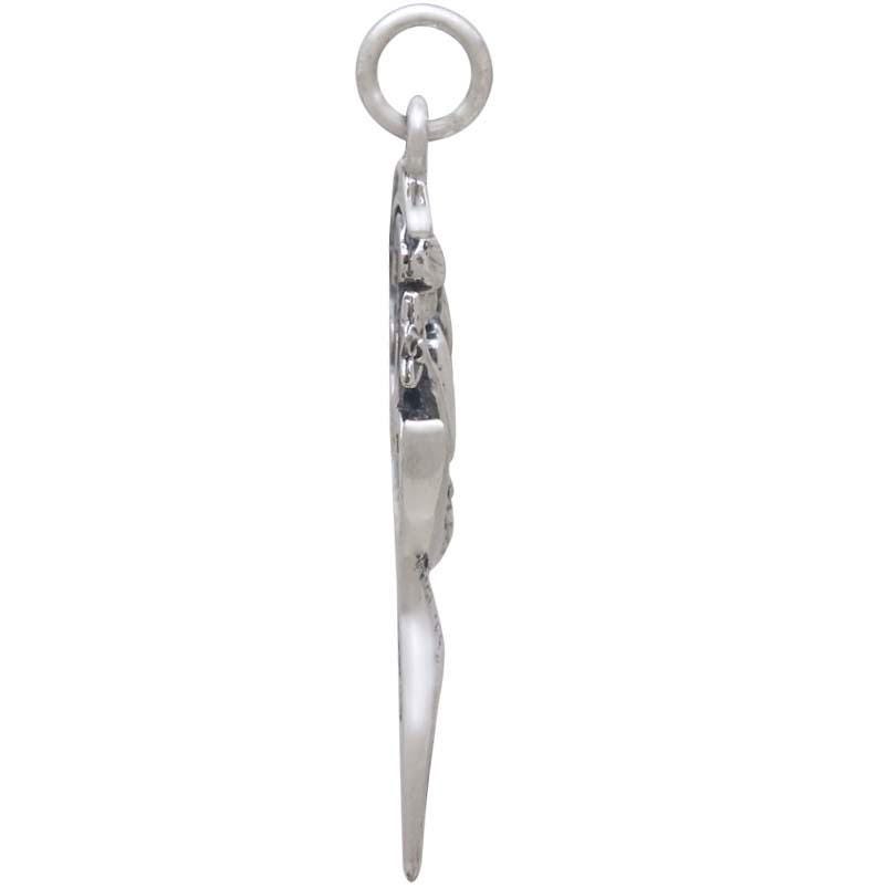 Sterling Silver Mermaid on the Moon Pendant 30x17mm