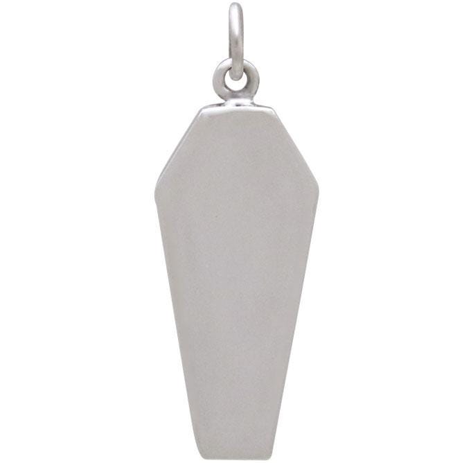 Sterling Silver Skeleton Charm in Coffin 29x10mm