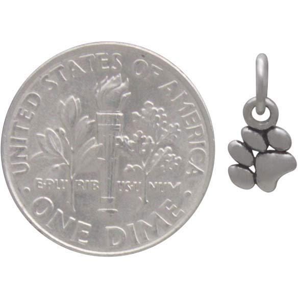 Sterling Silver Tiny Puffy Paw Charm 11x5mm