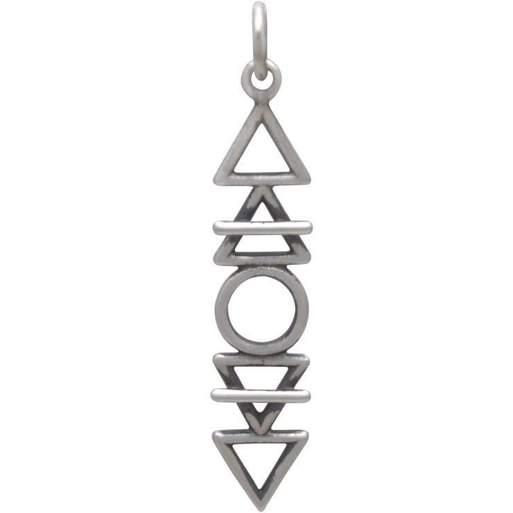 Sterling Silver Stacked Elements Charm 32x6mm