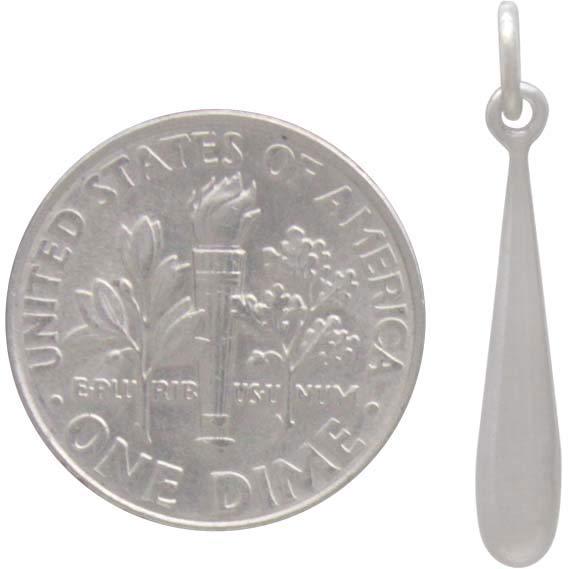 Sterling Silver Solid Teardrop Charm -24mm