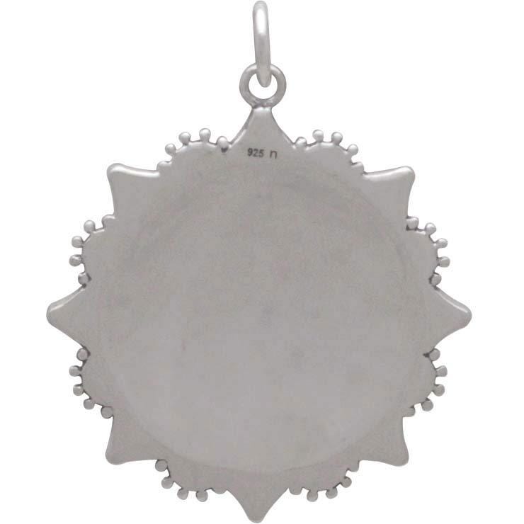 Sterling Silver Medium Lotus Mandala Pendant 32x25mm