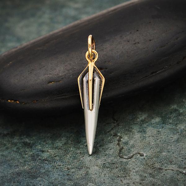 Sterling Silver Spike Charm with Bronze Claw Cap