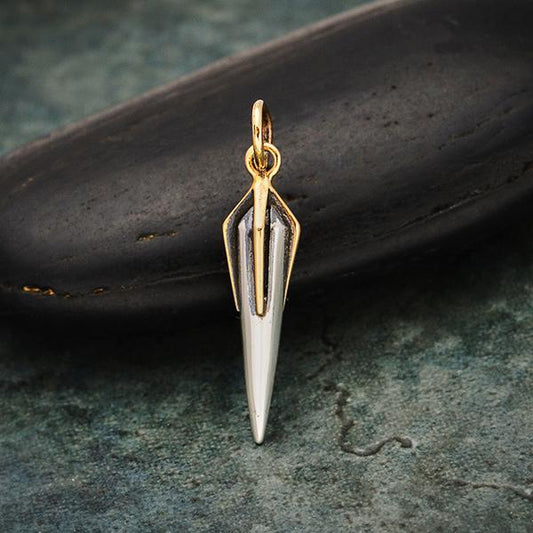 Sterling Silver Spike Charm with Bronze Claw Cap