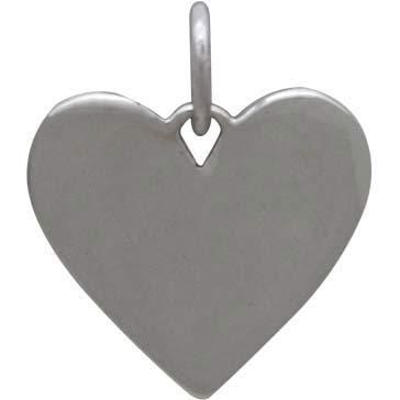 Silver Heart Charm with Mountains and Bronze Moon 16x13mm
