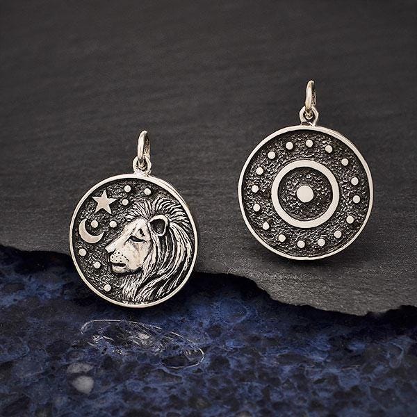 Sterling Silver Astrology Leo Pendant 24x18mm