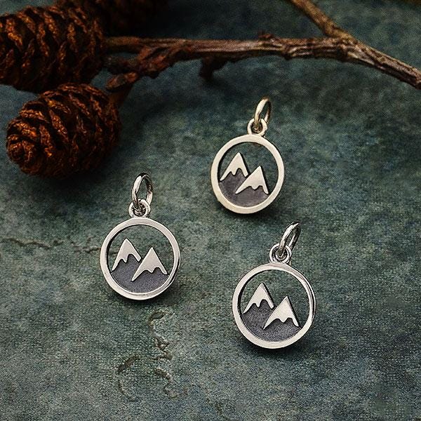 Sterling Silver Snow Capped Mountain Charm 16x10mm