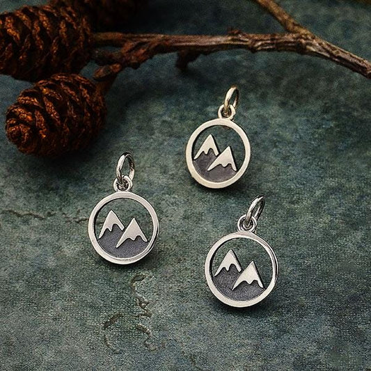 Sterling Silver Snow Capped Mountain Charm 16x10mm
