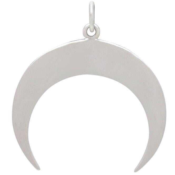 Sterling Silver Moon Pendant with Bronze Stars 28x25mm