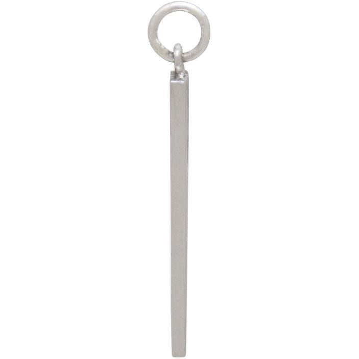Sterling Silver Rectangle Camping Charm with Tent 28x8mm