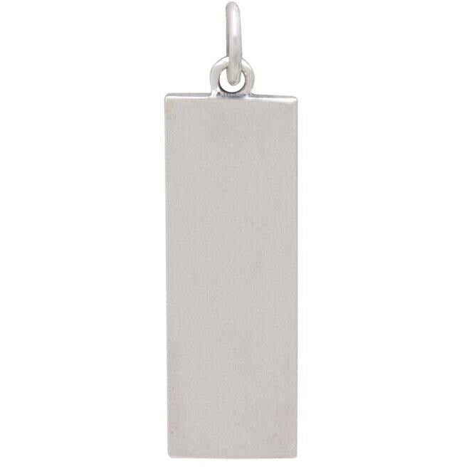 Sterling Silver Rectangle Camping Charm with Tent 28x8mm
