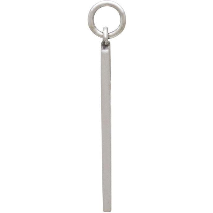 Sterling Silver Rectangle Pine Tree Charm with Moon 28x8mm