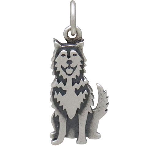 Sterling Silver Husky Dog Charm 21x8mm