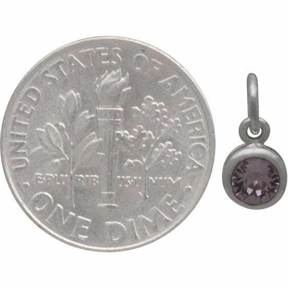 Sterling Silver Crystal Birthstone Charm - June