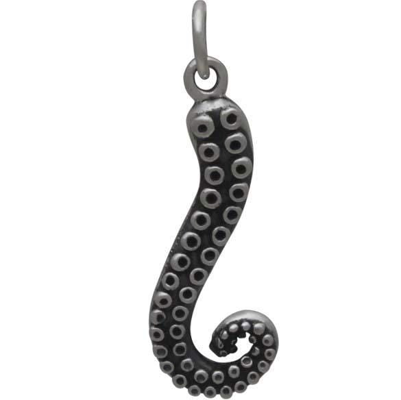 Sterling Silver Octopus Tentacle Charm 25x8mm