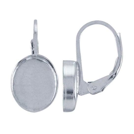 Sterling Silver Lever-Back 8 x 6mm Oval Cabochon Ear Wire Mounting