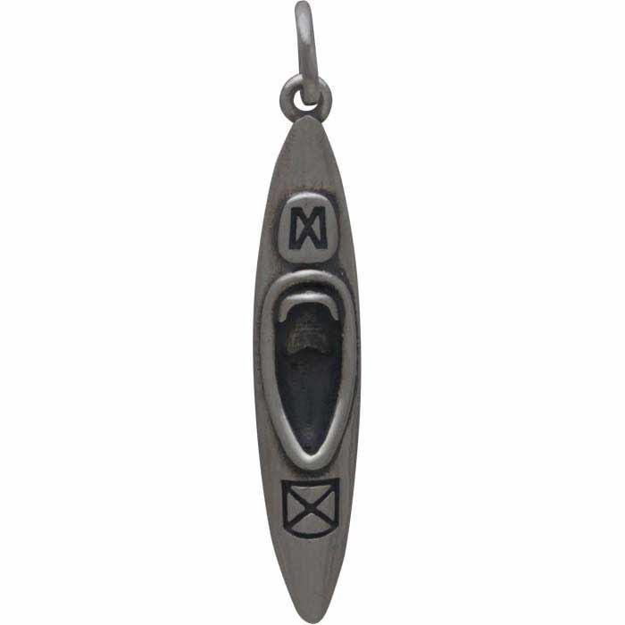 Sterling Silver Kayak Charm - Sports Charms 30x5mm