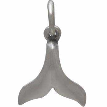 Sterling Silver Small Whale Tail Charm - Ocean Charm 15x9mm